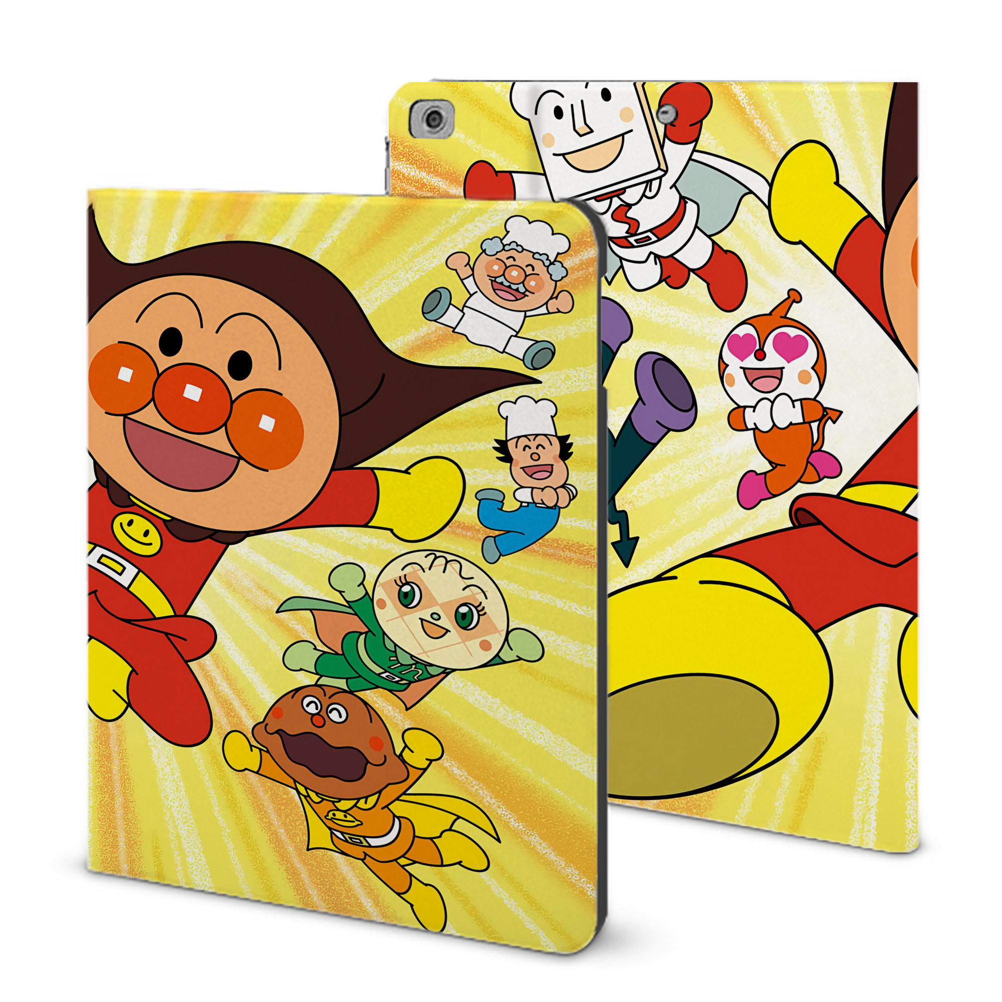（画像用） アンパンマン Anpanman IPad ケース ブック型 PUレザー TPU 耐衝撃 軽量 薄型 ペン収納なし 全面保護 IPad 各モデル対応